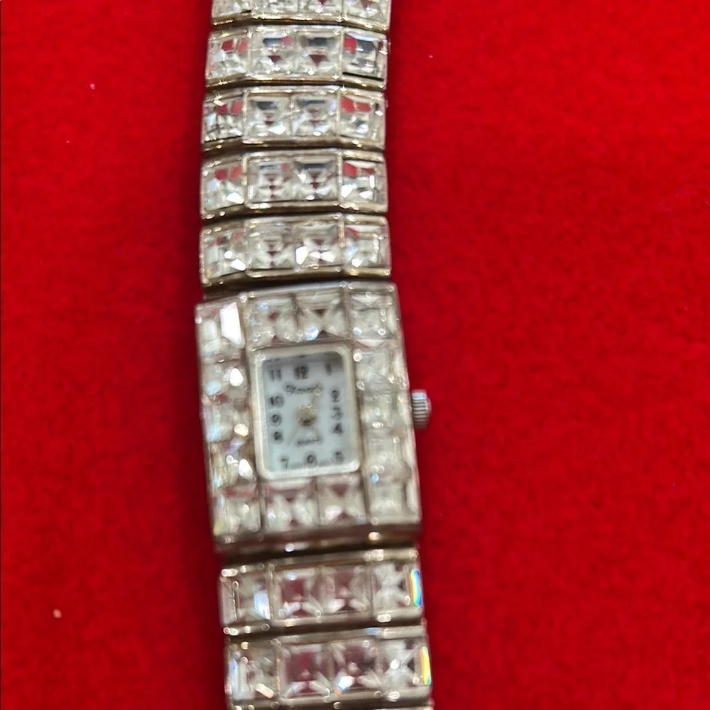 Vintage 90s Crystal Watch Bracelet Bling